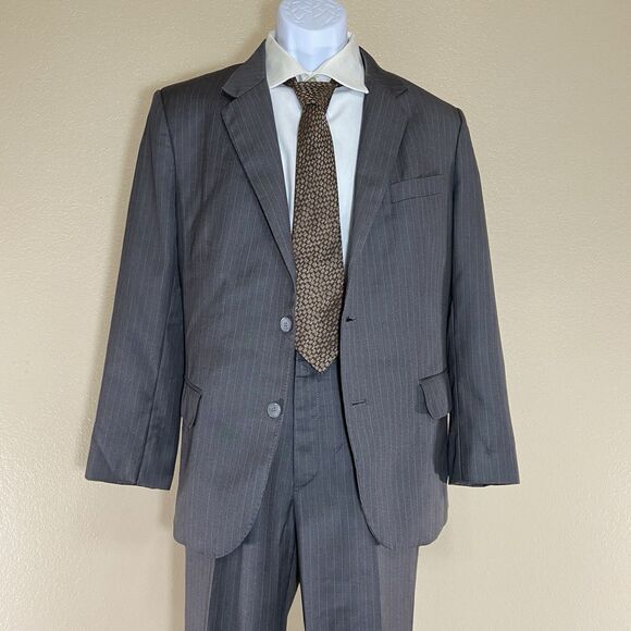 Men's Macway’s Executive Chest 38,Charcoal Gray Pinstripe Pure Wool Pant Suit - Picture 3 of 16
